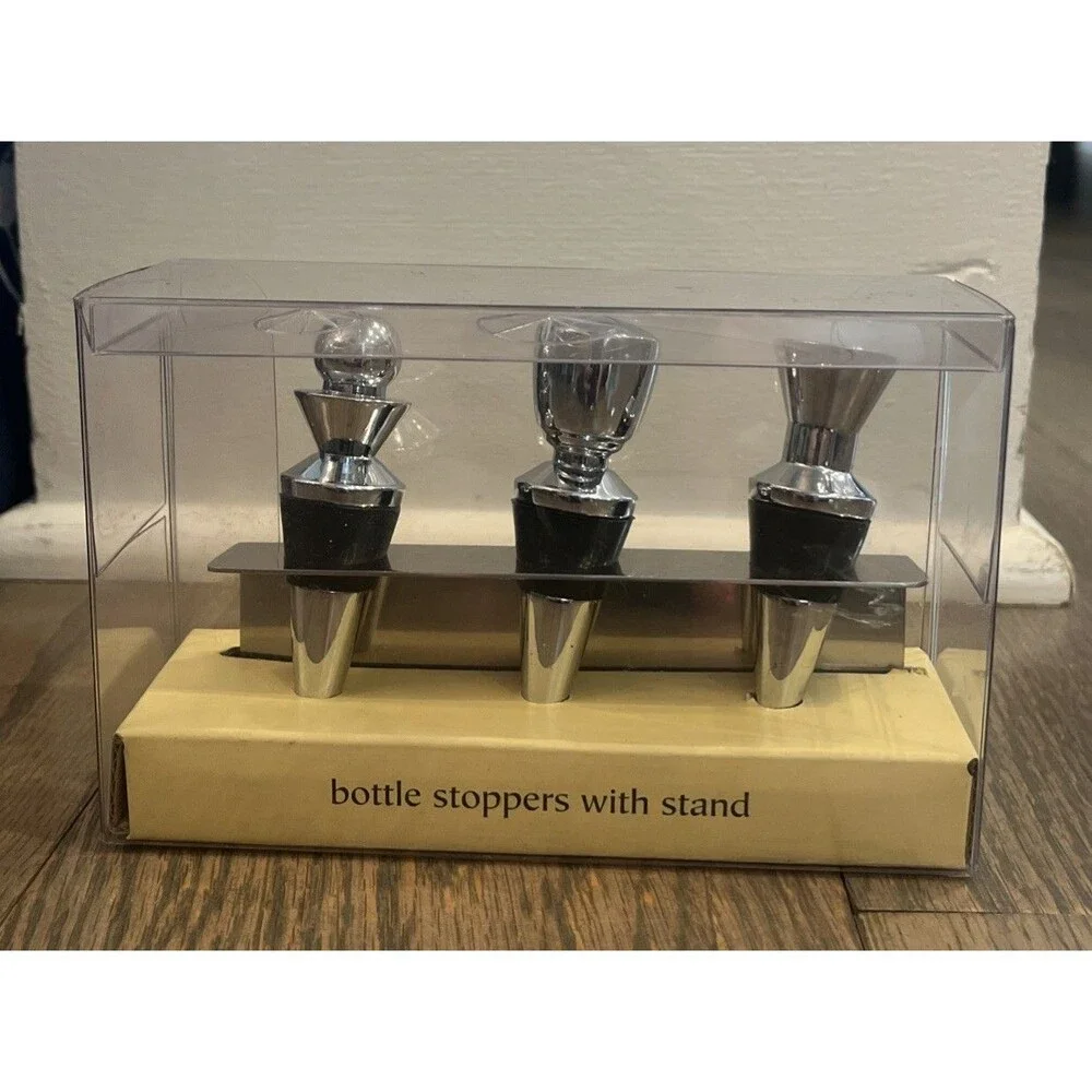 New Pier One Zinc Alloy Bottle Stoppers With Stainless Steel Stand